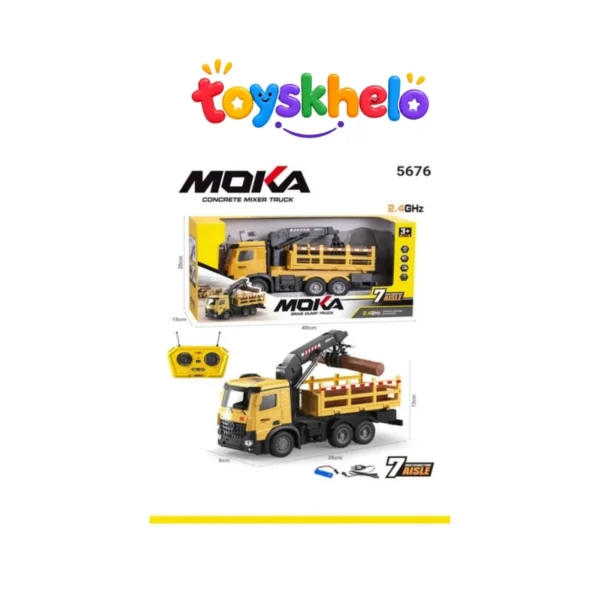 5676 Remote-controlled construction logging truck with a working crane/grabber arm. 5676