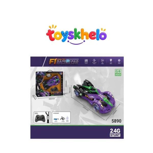 5890 The Purple F1 RC Racing Car Model 5890 is a high-speed remote control stunt car designed for drift racing and dynamic special effects.